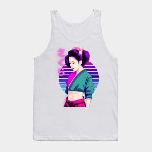 Japanese Vaporwave Pretty 'Sakura' Geisha Girl Tank Top